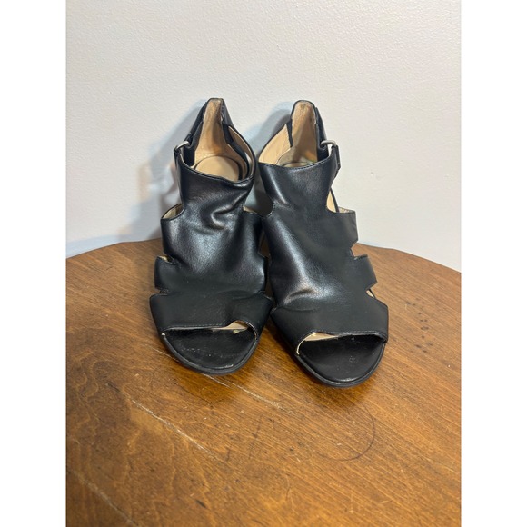 Naturalizer Shoes - Naturalizer Lexie Black Leather Cutout Block Heel Sandals Women's Size 8
